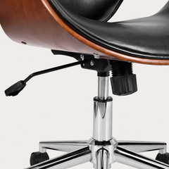 Chrome five-star base and dual-wheel castors on The Arden Office Chair in Black