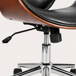Chrome five-star base and dual-wheel castors on The Arden Office Chair in Black