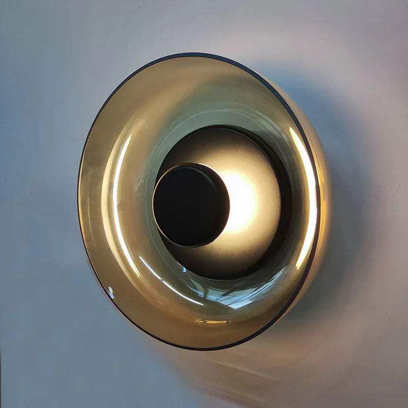 Aurora glass wall lamp with rounded shade and painted frame