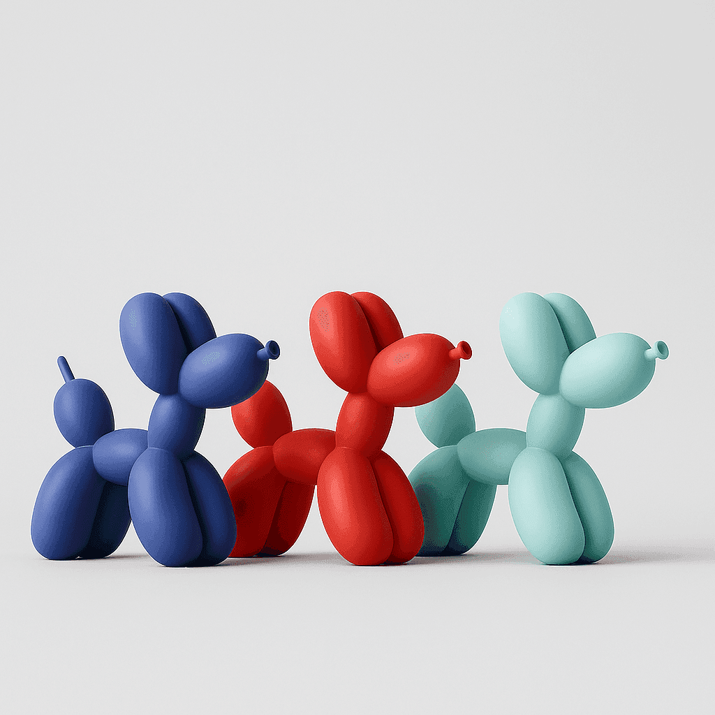 Solid resin balloon dog decor in a bold colour