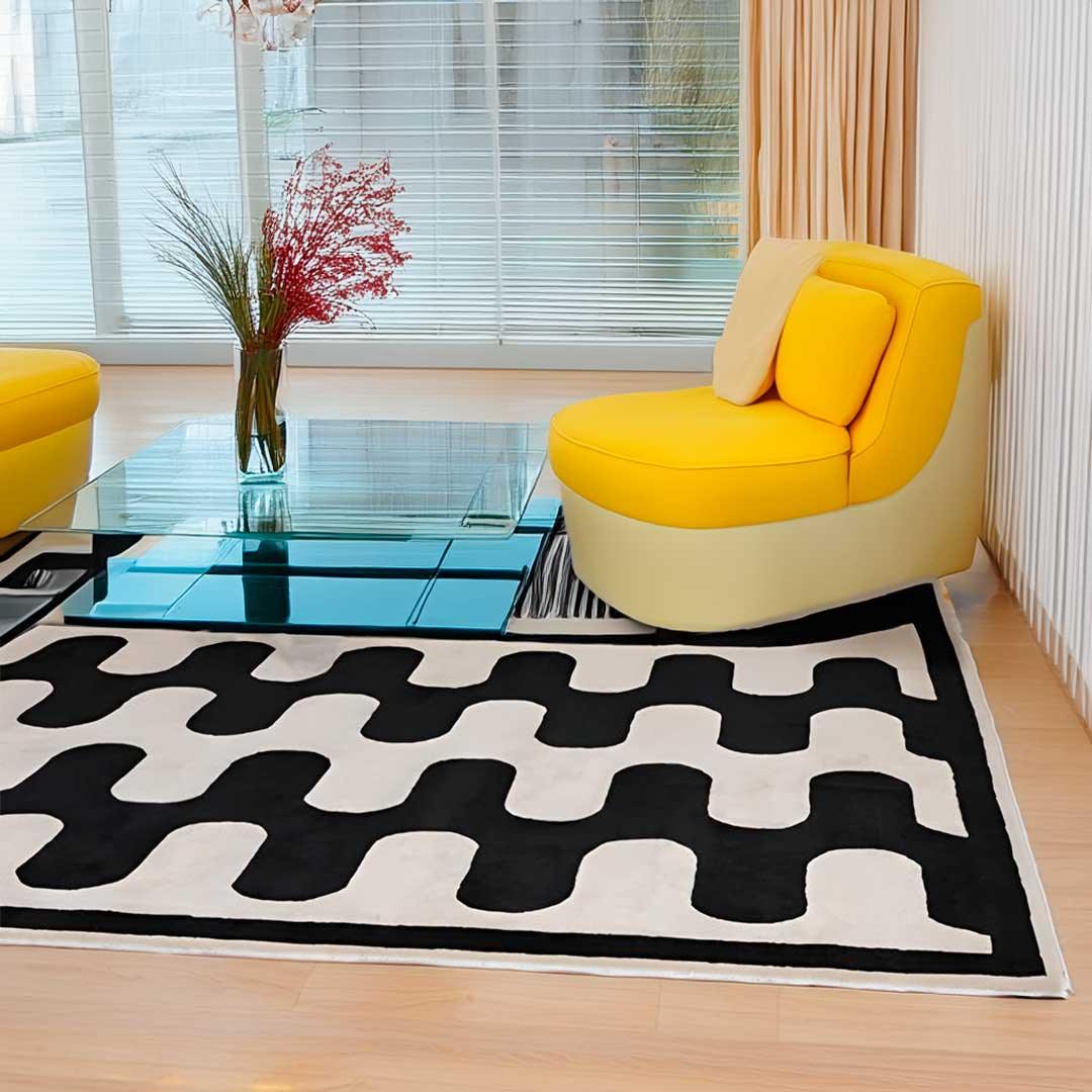 Black Ivory Wave Rug - Sickhaus