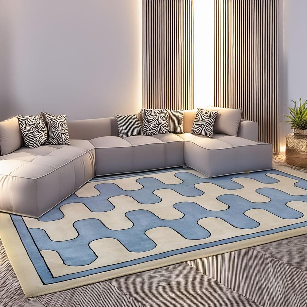 Blue Ivory Wave Rug - Sickhaus