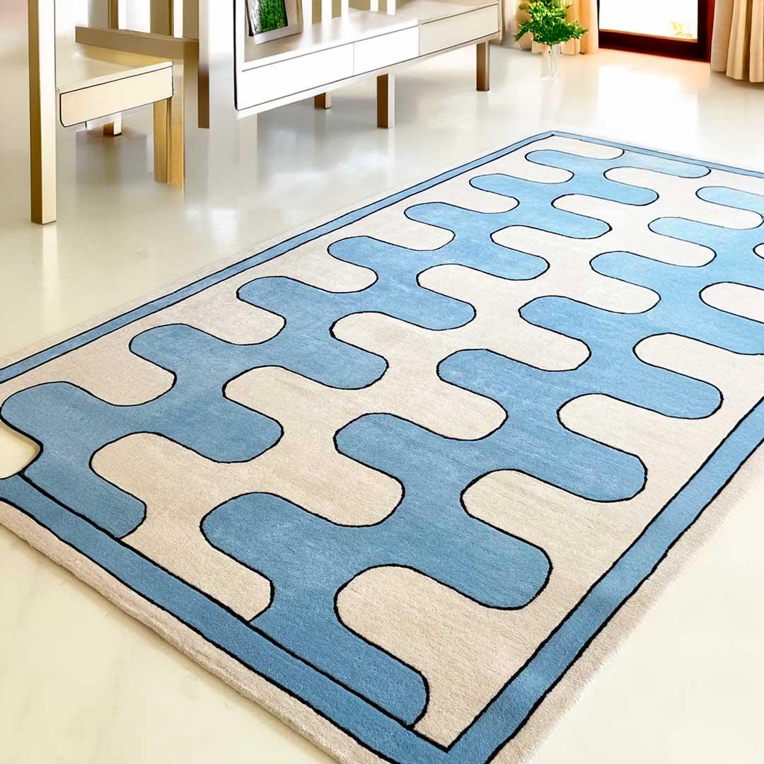 Blue Ivory Wave Rug - Sickhaus