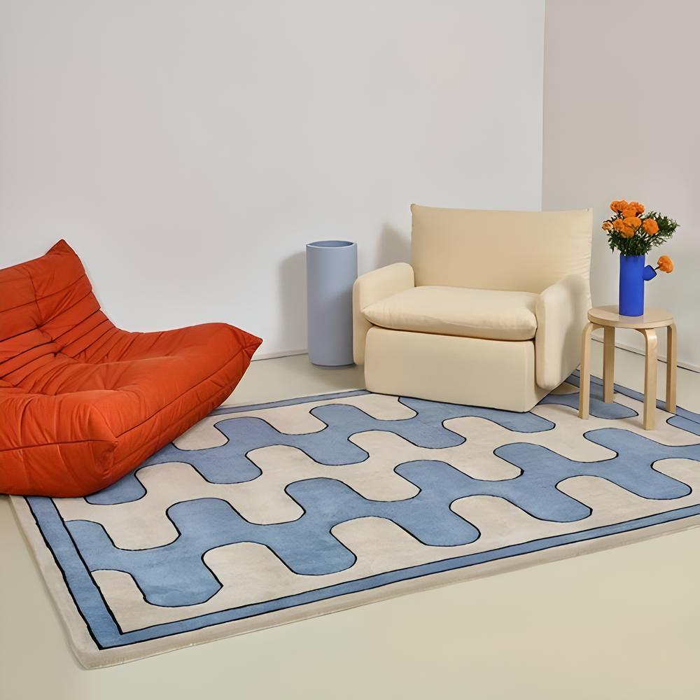 Blue Ivory Wave Rug - Sickhaus