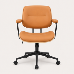 Rear view of The Calder Office Chair and walnut-effect bentwood shell