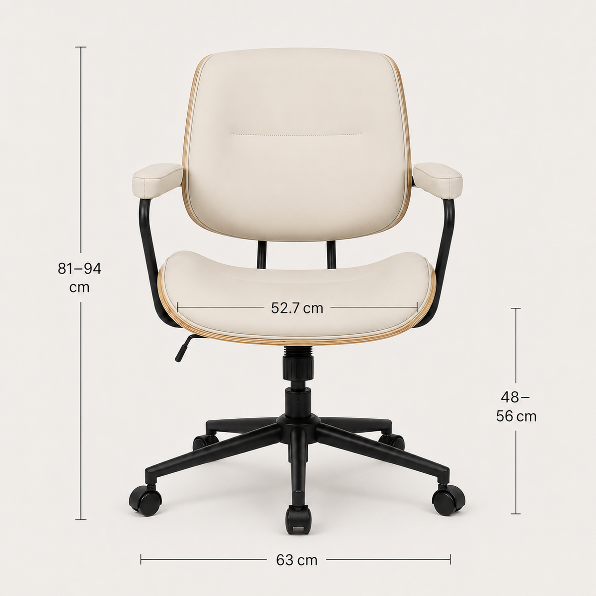 The Calder Office Chair in Beige shown from an alternate angle