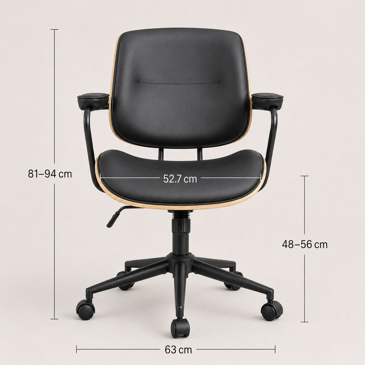 The Calder Office Chair in Black shown from an alternate angle