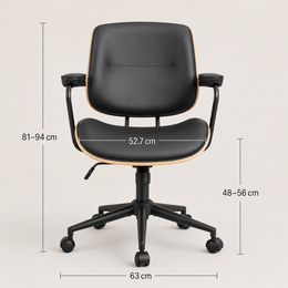 The Calder Office Chair in Black shown from an alternate angle