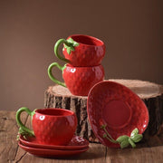 Ceramic Strawberry Coffee Mug & Saucer - Sickhaus