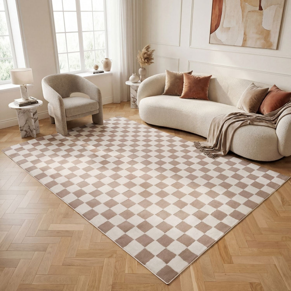 Sand Tile Rug — room-scale view