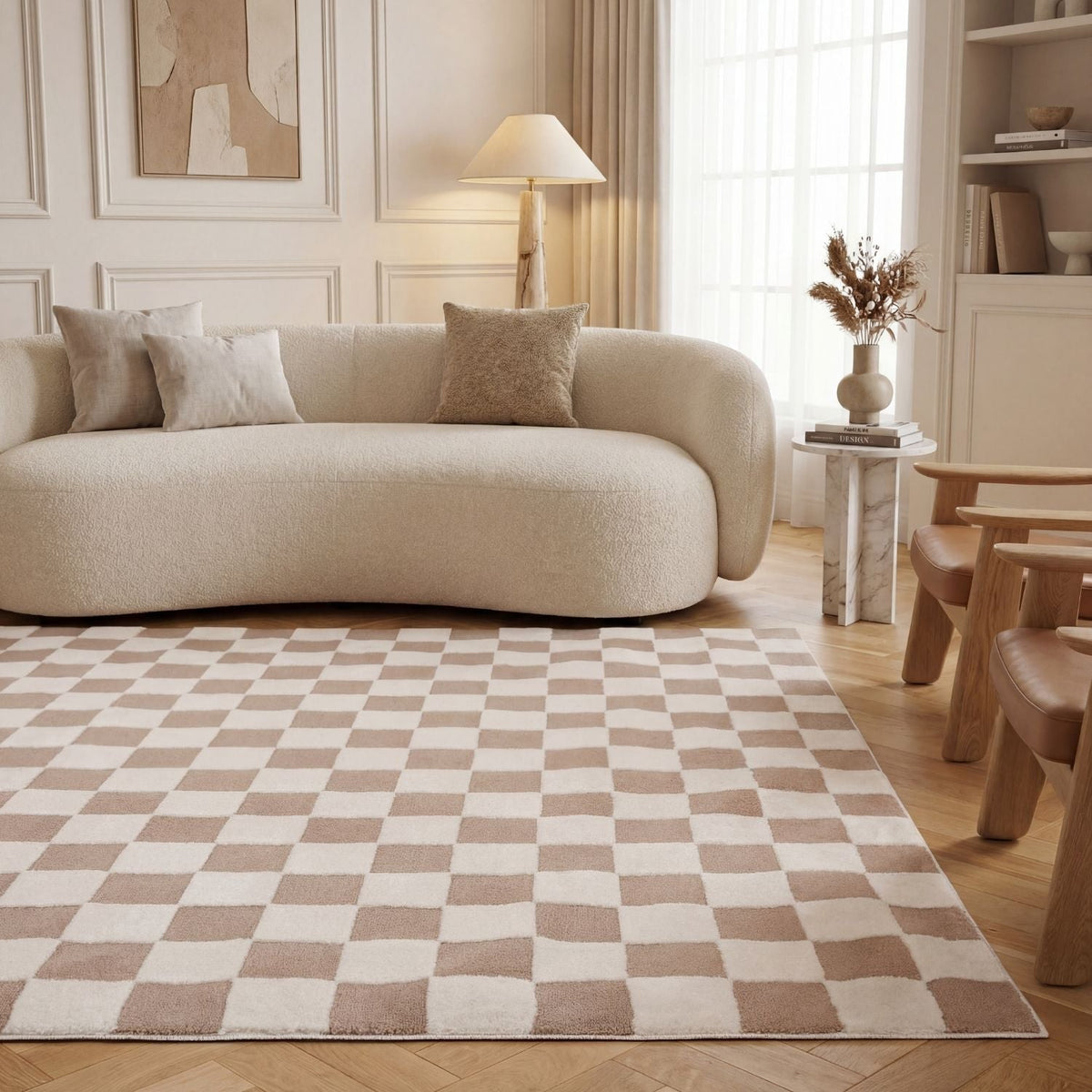 Sand Tile Rug — styled interior view