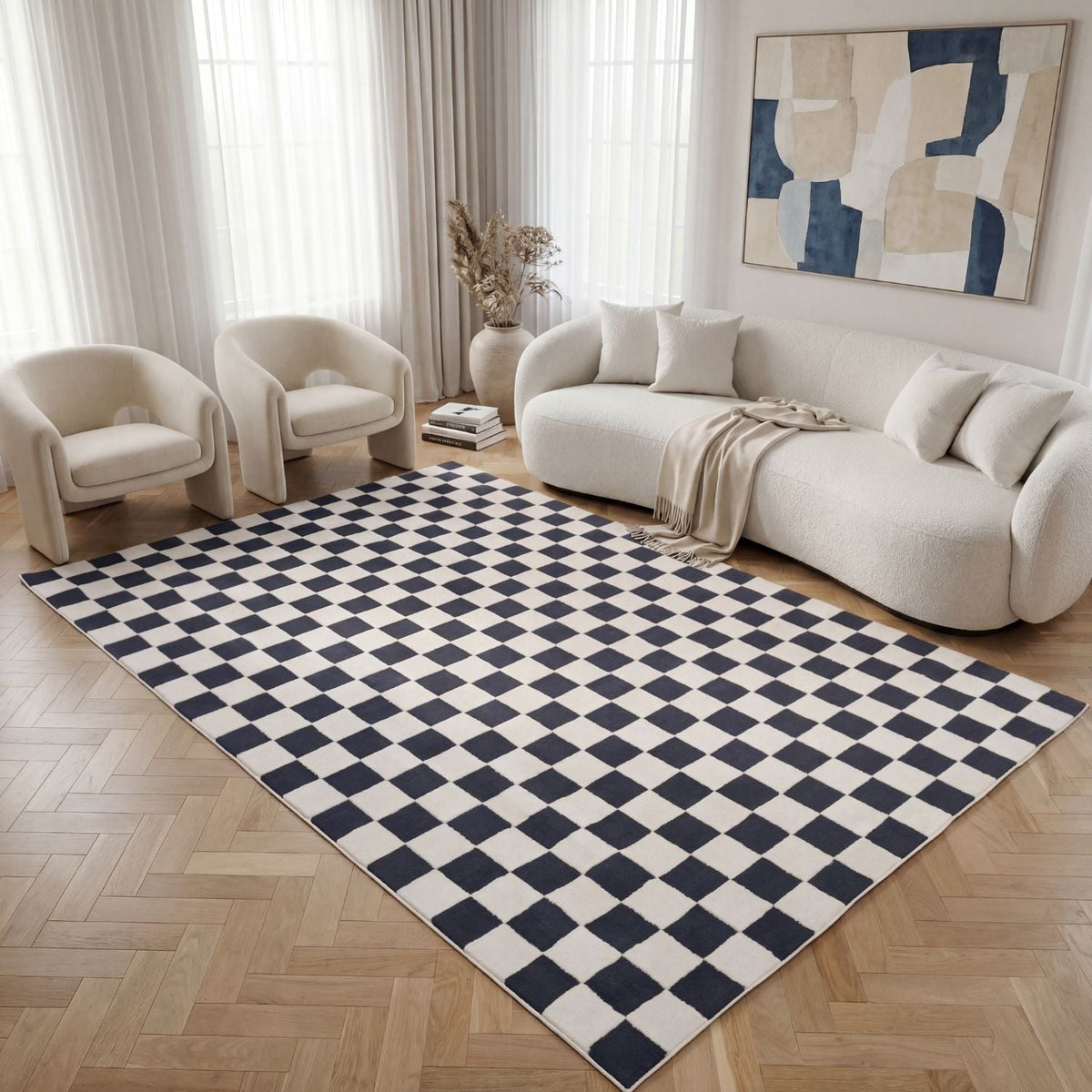 Cobalt Tile Rug — room-scale view