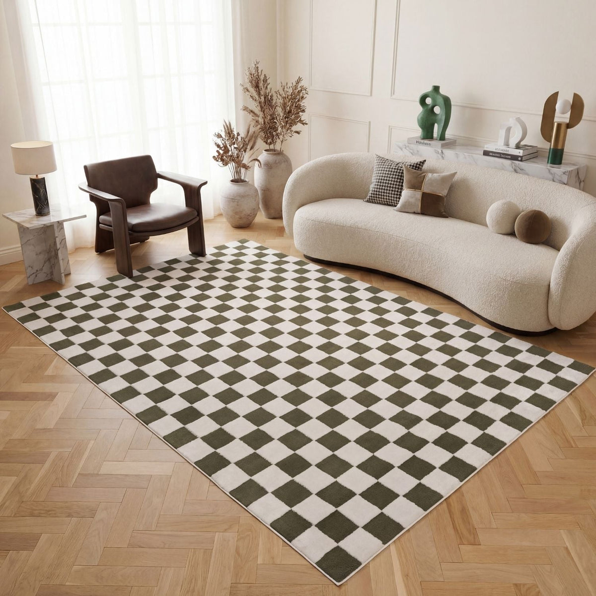 Moss Tile Rug — room-scale view