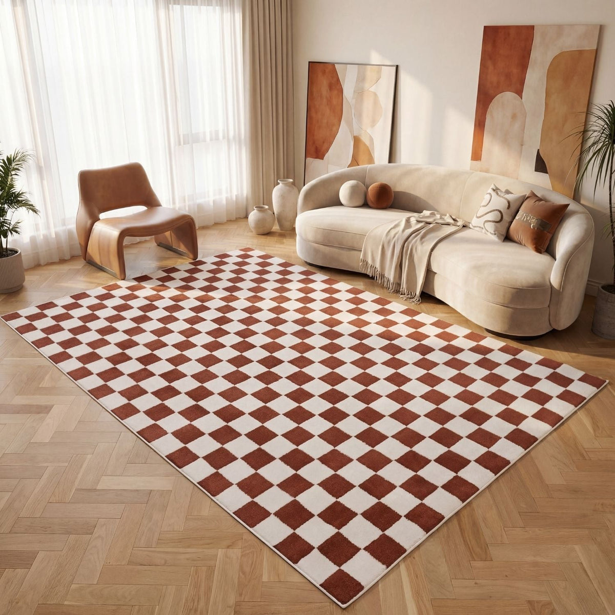 Clay Tile Rug — room-scale view
