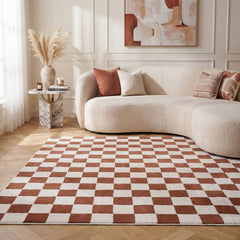 Clay Tile Rug — styled interior view