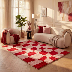 Cherry Check Rug — room-scale view