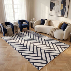 Cobalt Chevron Rug — room-scale view
