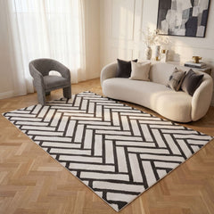 Slate Chevron Rug — room-scale view