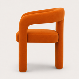 Front view of The Clementine Chair with orange velvet upholstery