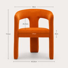 The Clementine Chair styled as a contemporary dining or accent chair