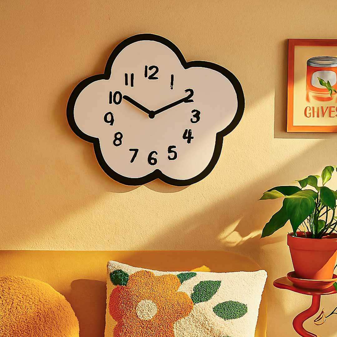 Cloud Nine Clock with playful cloud-shaped face