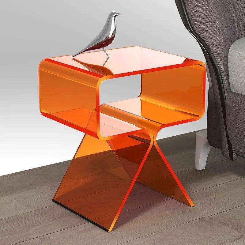 Crystal Acrylic Side Table with built-in lower shelf