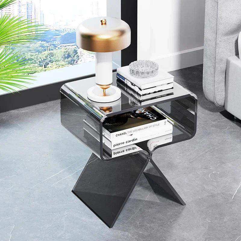 Two-tier Crystal Acrylic Side Table