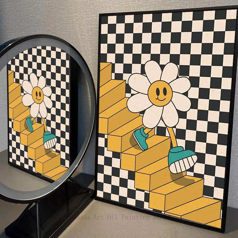 Daisy Steps canvas wall art shown in an interior
