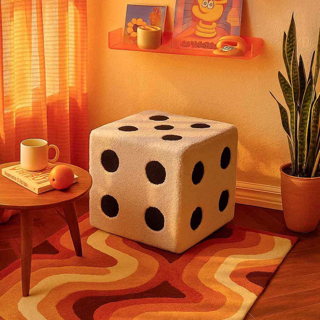 White acrylic Dice Footstool
