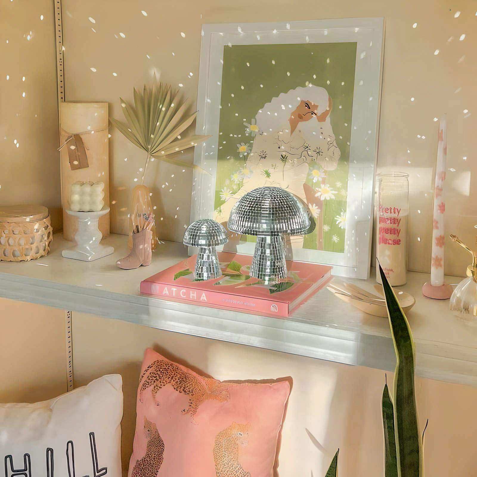 Reflective sequin Disco Mushroom sculpture