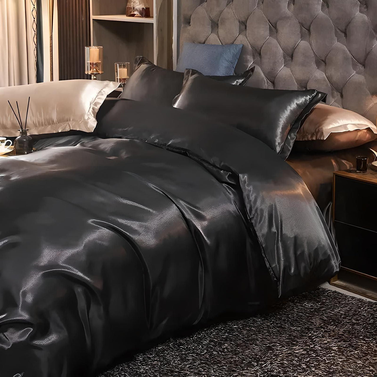 Eclipse Black Silk Bedding Set - Sickhaus