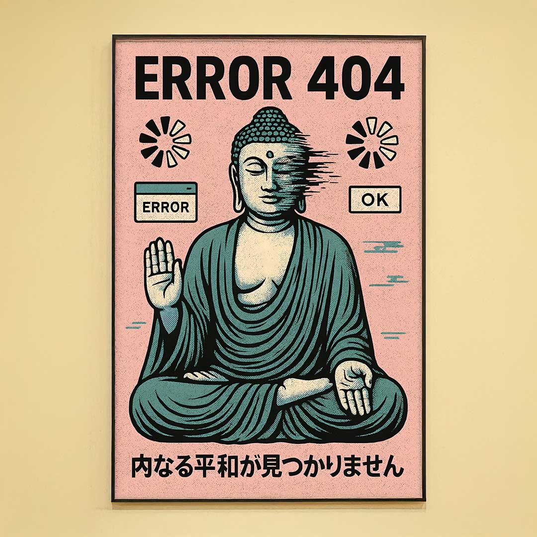 Error 404 Inner Peace poster print with digital meditation artwork