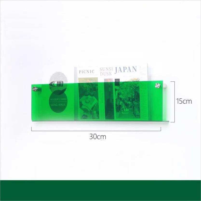Floating Acrylic Magazine Holder in Red – 50 × 15cm