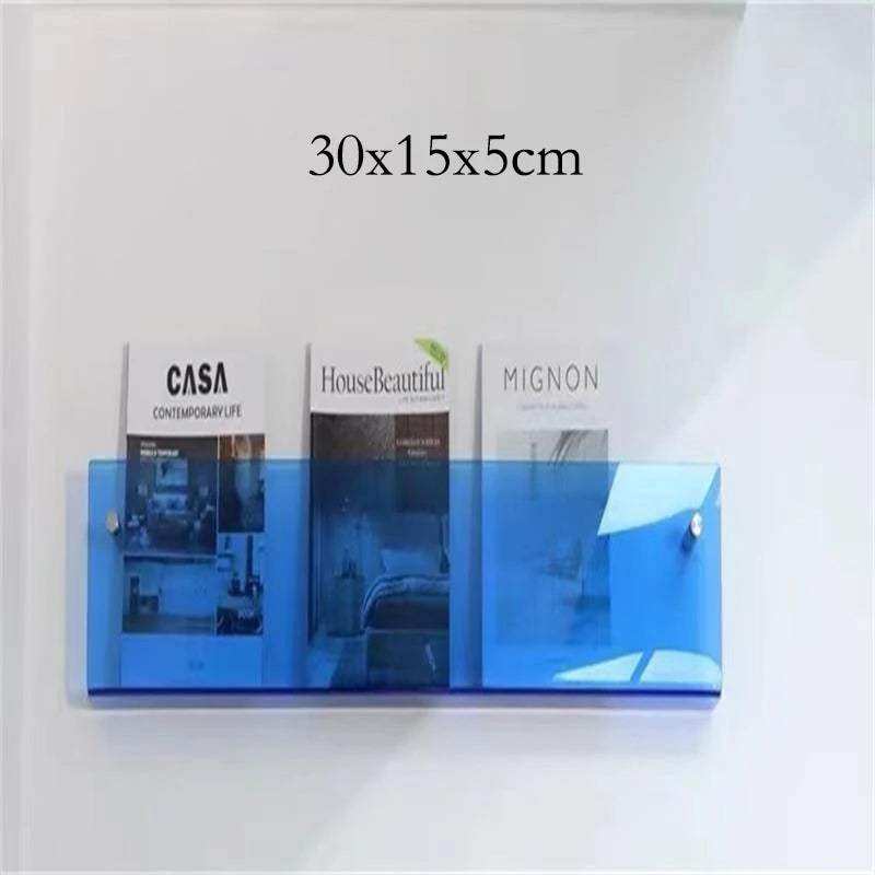 Floating Acrylic Magazine Holder in Yellow – 50 × 15cm