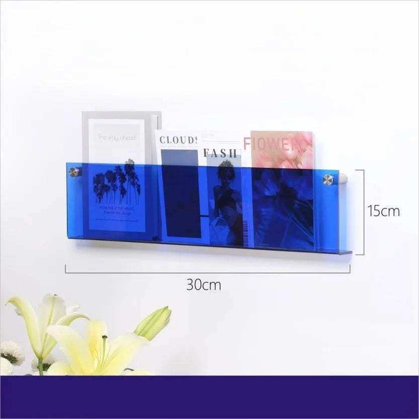 Floating Acrylic Magazine Holder in Red – 30 × 15cm