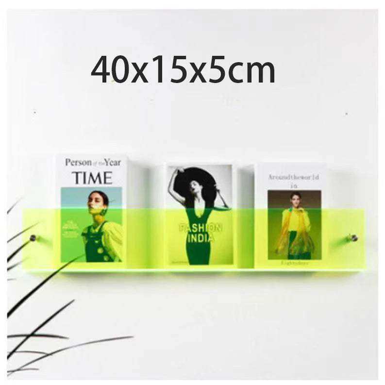 Floating Acrylic Magazine Holder in Brown – 40 × 15cm