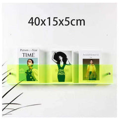 Floating Acrylic Magazine Holder in Brown – 40 × 15cm