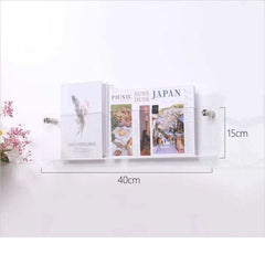 Floating Acrylic Magazine Holder in Light Yellow – 40 × 15cm