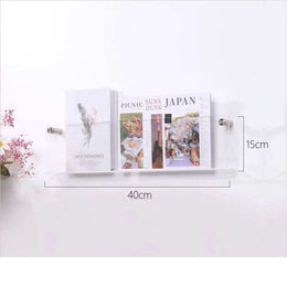 Floating Acrylic Magazine Holder in Light Yellow – 40 × 15cm