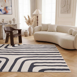 Cobalt Frame Rug — styled interior view