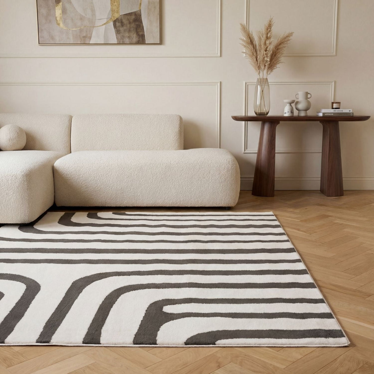 Slate Frame Rug — styled interior view