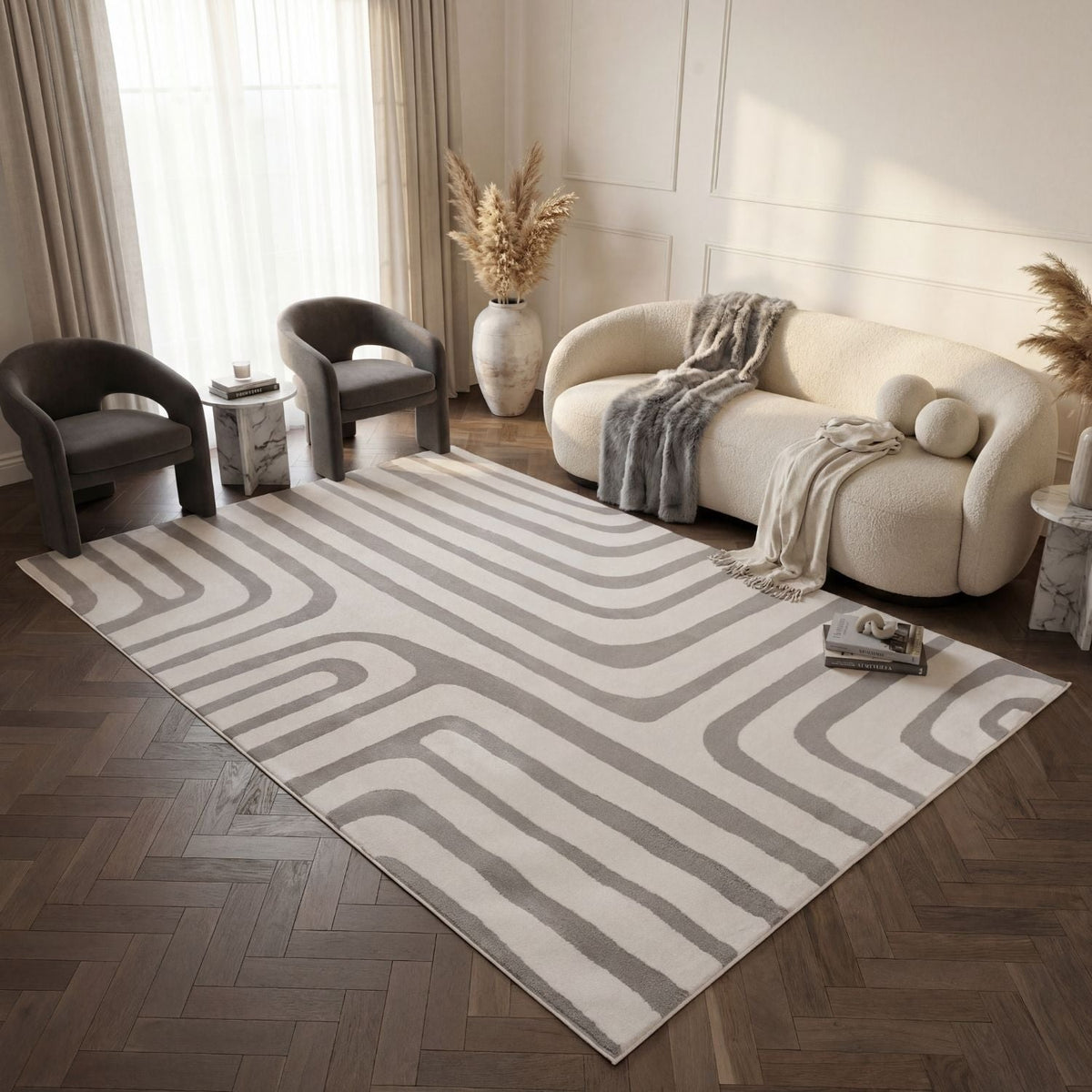 Silver Frame Rug — room-scale view