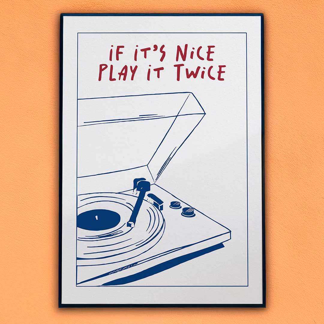 If It's Nice Play It Twice record player canvas print