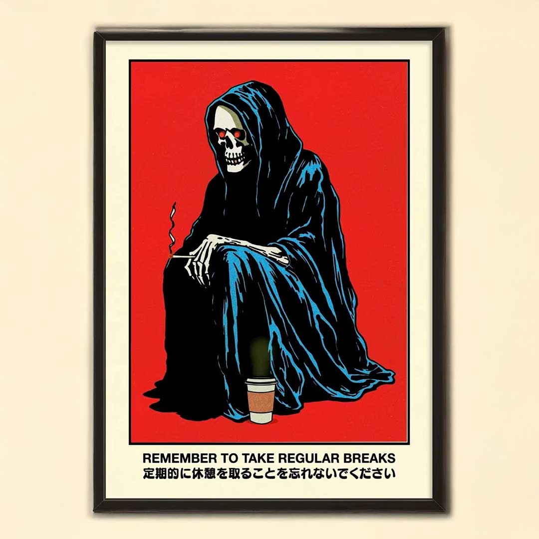 Take Regular Breaks grim reaper canvas print