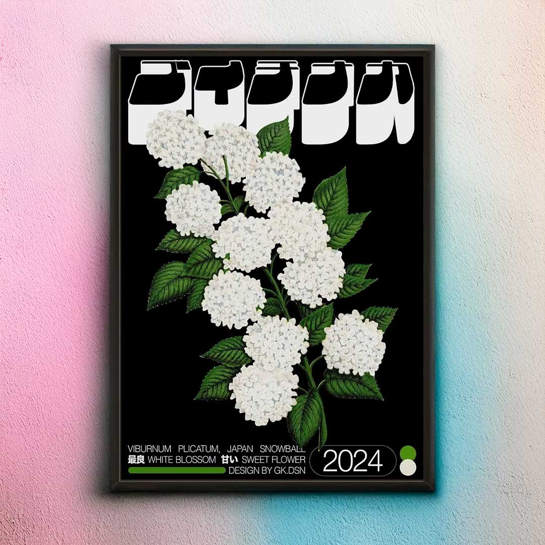 Japan Snowball Blossom botanical canvas print
