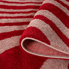 Cherry Stripe Rug — folded construction detail