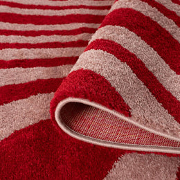 Cherry Stripe Rug — folded construction detail