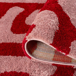 Cherry Scribble Rug — folded construction detail