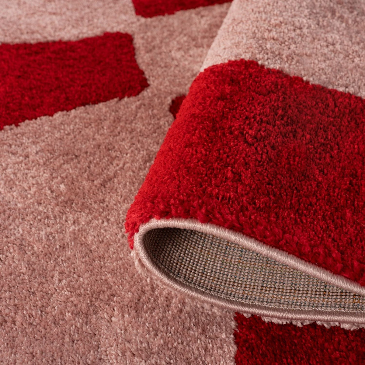 Cherry Check Rug — folded construction detail