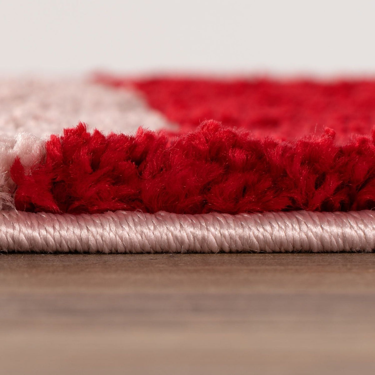 Cherry Check Rug — pile detail